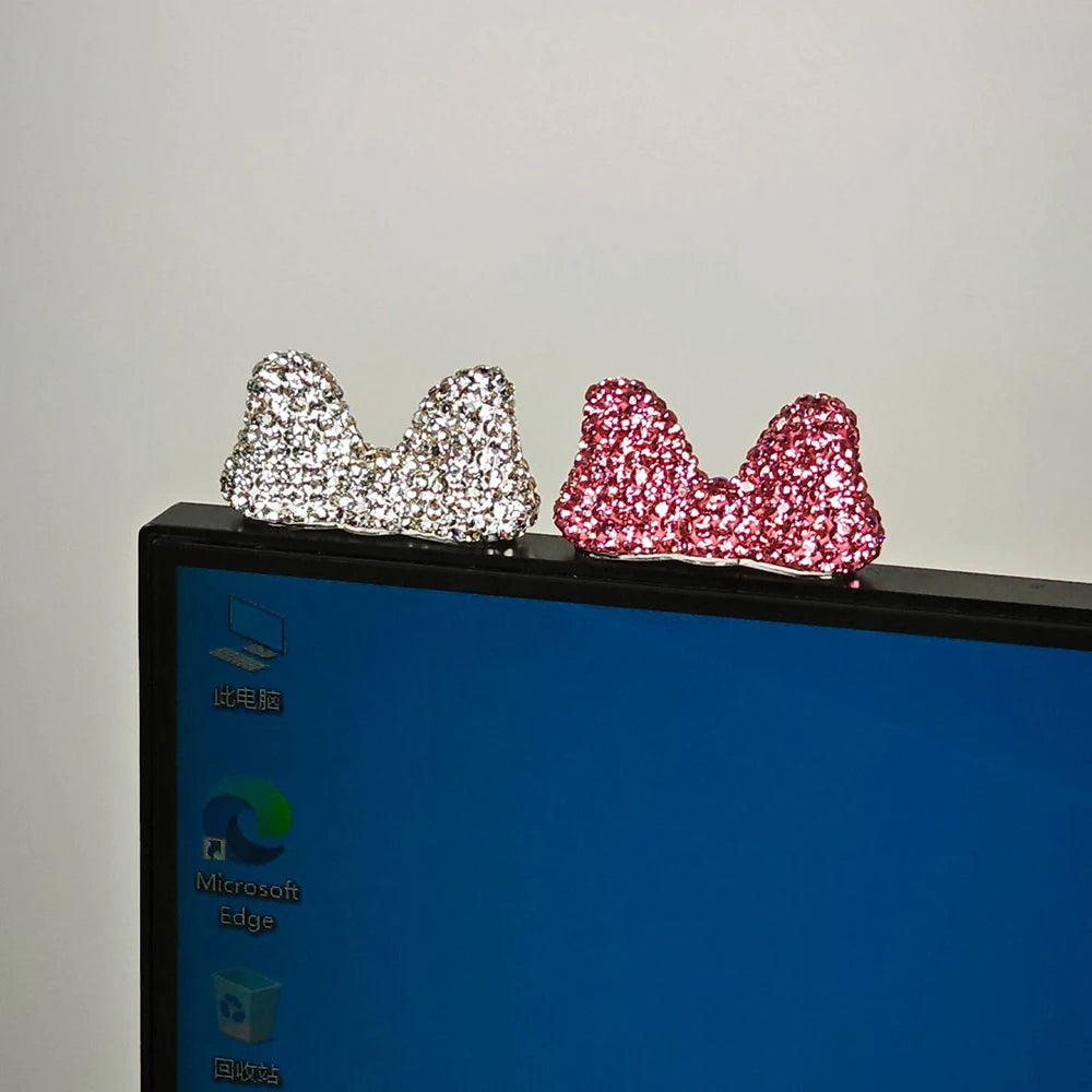 Computer Display Screen Decorative Diamond Bow Car Display Central Control Mini