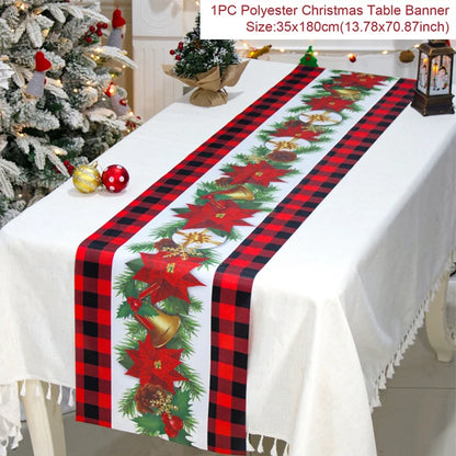 Christmas Table Runner Merry Christmas Decoration for Home Xmas Party Decor 2025 Navidad Notal Noel Ornament Happy New Year 2