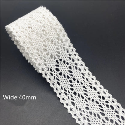 10mm-50mm 2yards White 100%Cotton Lace Ribbon For Apparel Sewing Fabric Trim Cotton Crocheted Lace Ribbon Handmade Accessorie