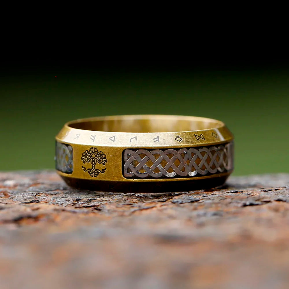 Special Design Stainless Steel Viking Ring Runes Tree of Life Ring For Men Vintage Celtic Knot Rune Vintage Jewelry