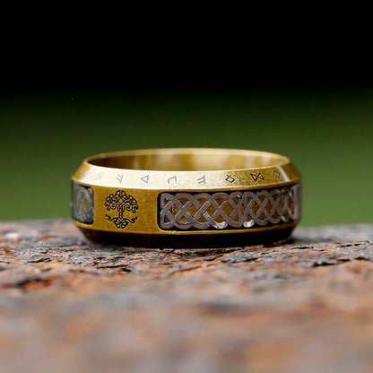 Special Design Stainless Steel Viking Ring Runes Tree of Life Ring For Men Vintage Celtic Knot Rune Vintage Jewelry
