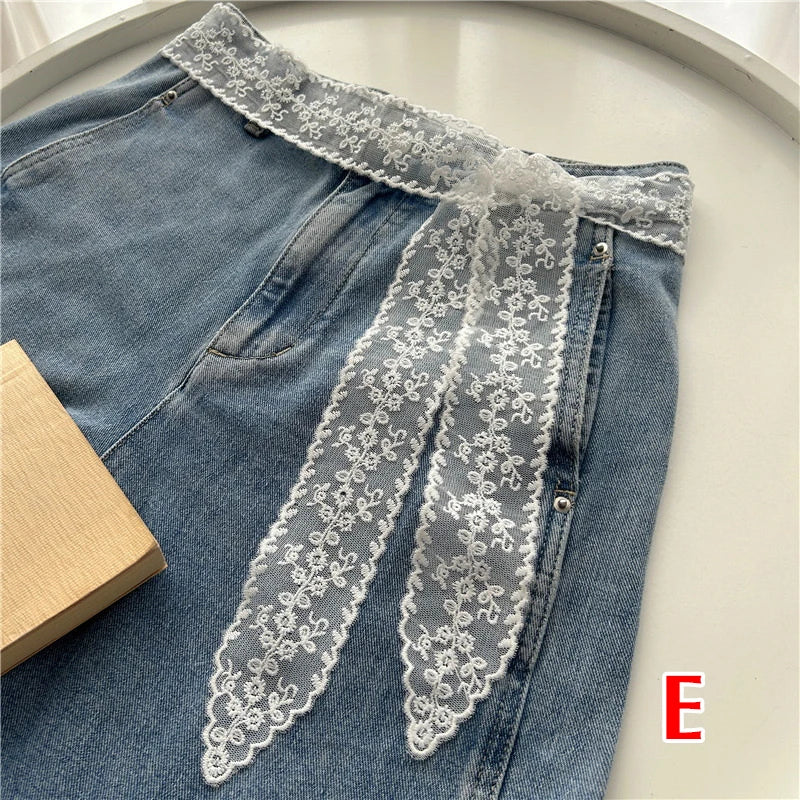 Sweet Lace Elastic Bow Tie Bohemian Waist Chain Belt for Women Fashion Sweater Chain Waist Seal Body Decor Accessories - Styl