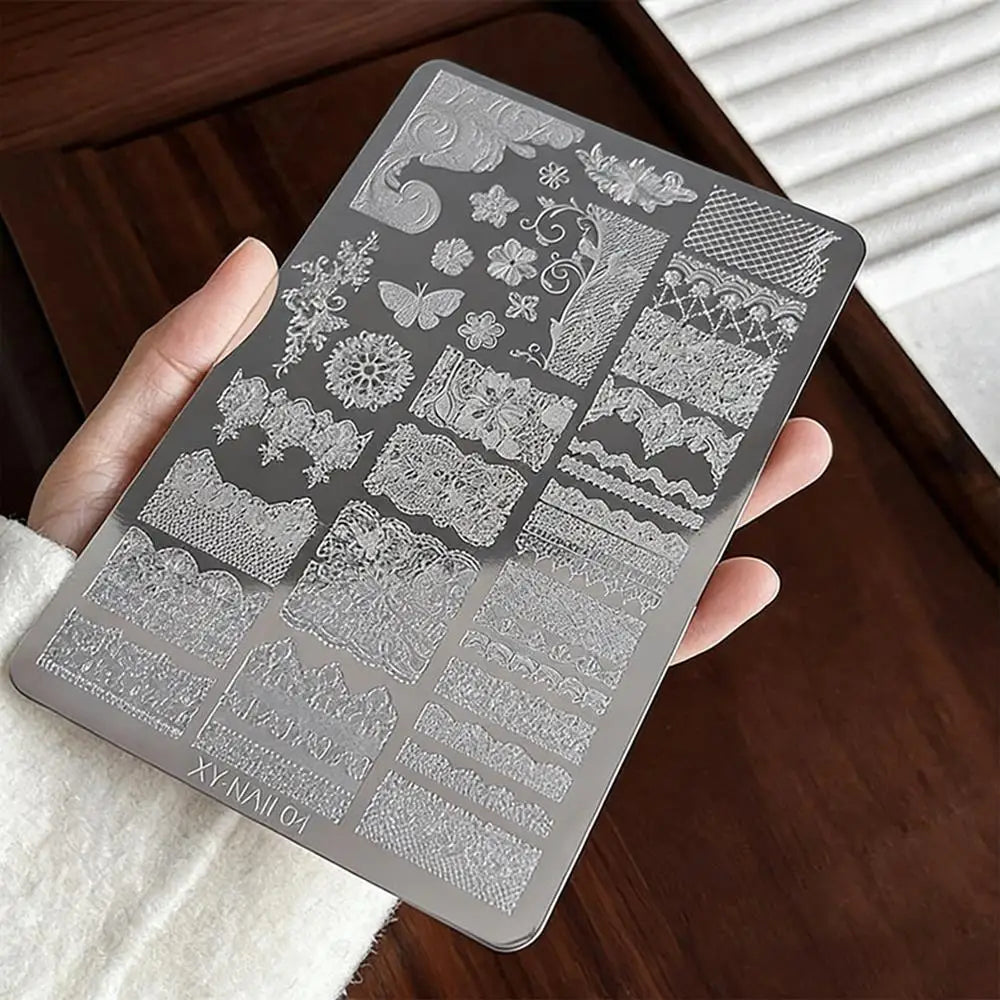 1Pcs French Lace Flower Butterfly Nail Art Stamping Plate Vintage Mandala Floral Nails Stencil DIY Wedding Manicure Print Too