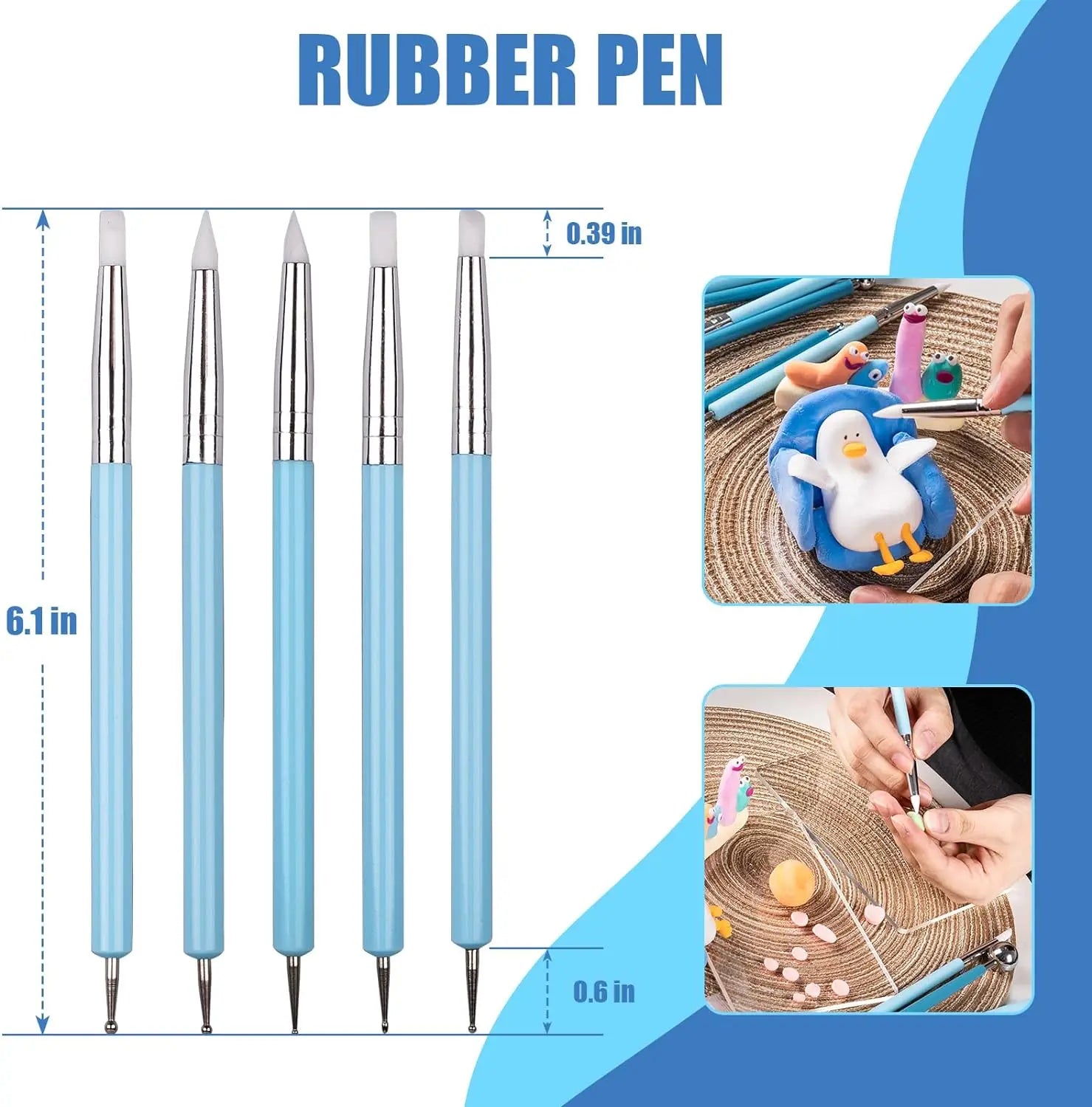 Polymer Modeling Clay Sculpting Tools Dotting Pen Ball Stylus, Pottery Ceramic Clay Indentation Tools Set for DIY Nail Art Cr