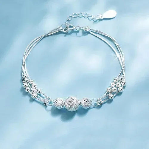 925 Sterling Silver Heart Shaped Necklace Bracelet Set for Women Vintage Korean Blue Crystal Bracelets Jewelry Set Party Jewe