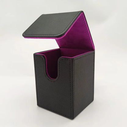 Card Deck Box,Card Deck Case Holds 100+ Sleeved Cards, PU Leather Card Storage Box For TCG game trading cards.