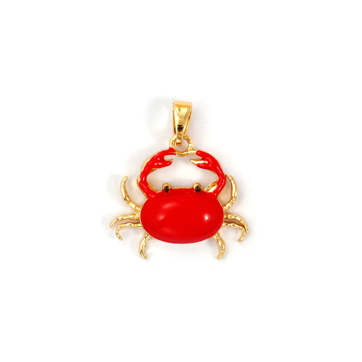 2 PCs Brass Ocean Series Lobster Jewelry Pendants 18K Gold Plated Red Enamel Crab Charms With Buttons For Necklace DIY Findin