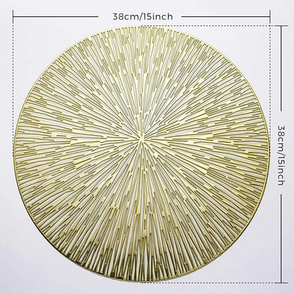 Set of 4 Table Mat Leaf Golden PVC Placemat Hollow Insulation Coaster Pads Table Bowl Home Christmas Modern Style Decor - GOL