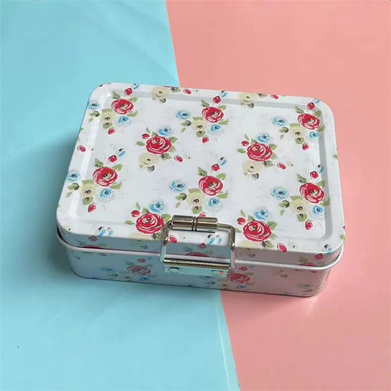 Vintage Metal Storage Canister with Lid – Durable Cookie & Candy Box, Aesthetic Organizer, Ideal Gift for All Occasions - WHI