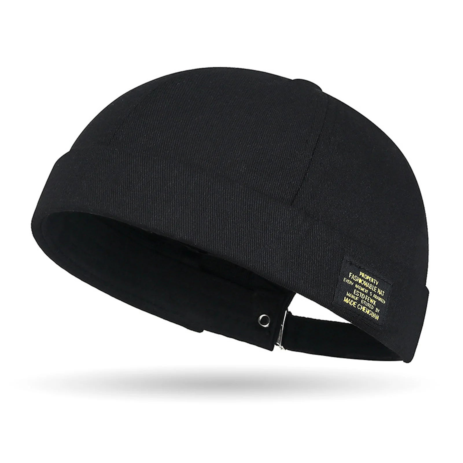 Brimless Hat for Men Women Cotton Classic Solid Color Beanie Beaded Hip Hop Hat for Outside Cycling Riding Activities - black