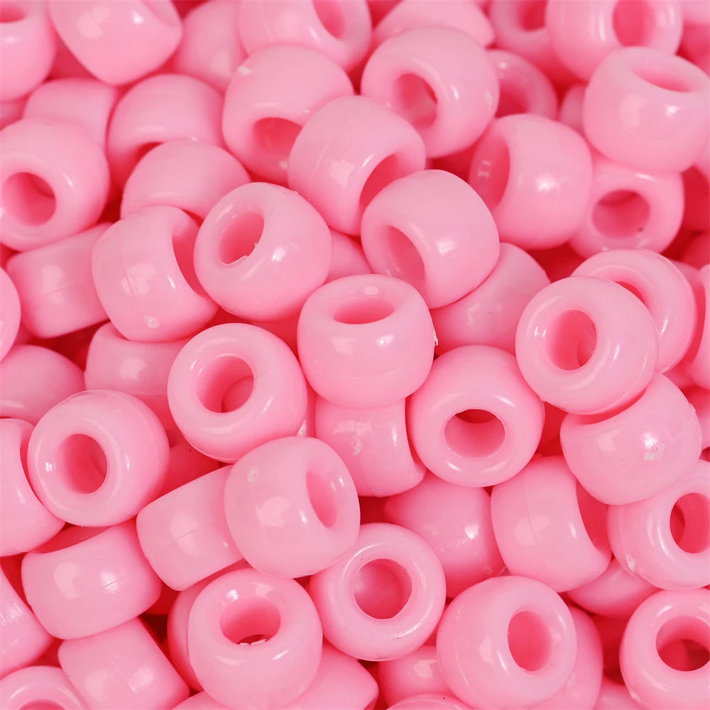 IYOE 100Pcs Pony Beads 6x9mm Glitter Acrylic Beads Luminous Spacer Beads For Diy Craft Jewelry Bracelets Making Hair Supplies