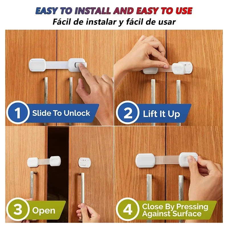 Baby Safety Lock Drawer Child Safety Cabinet Locks Adhesive Cabinet For Drawer Door Latches Baby Safe Straps Child Door Secur