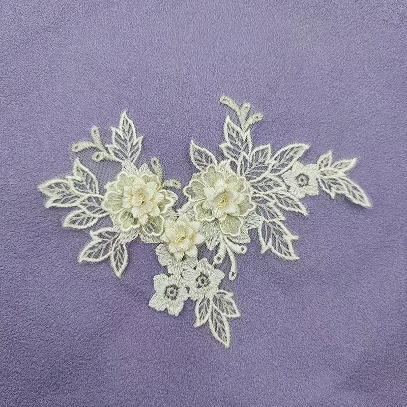 Lace Applique Sew on Patch Fabric 1Pair Embroidery Flower Exquisite Trim Patches Crafts Stickers Bag Gown Decoration Wholesal