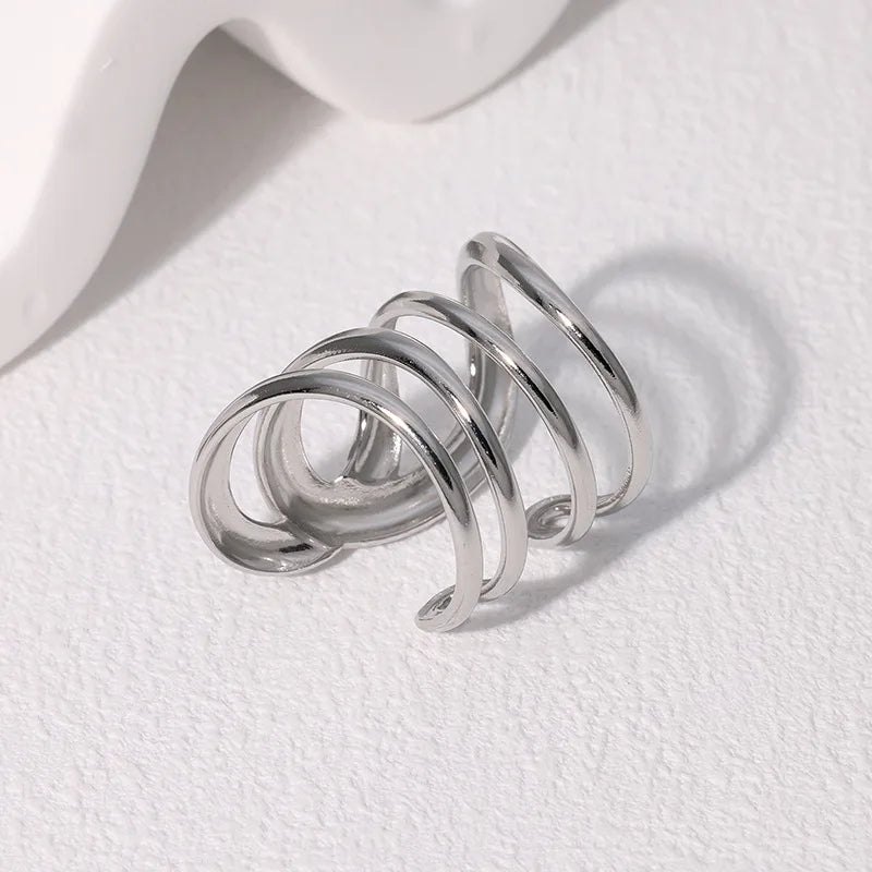 Stainless Steel Irregular Wave Rings for Women Men Creative Gold Color Adjustable Opening Rings Female Statement Jewelry Gift