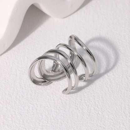Stainless Steel Irregular Wave Rings for Women Men Creative Gold Color Adjustable Opening Rings Female Statement Jewelry Gift