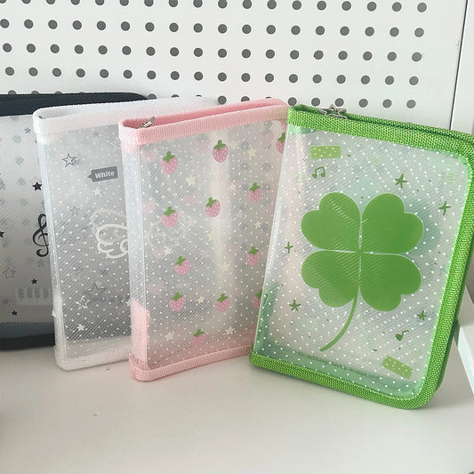 Cute A6 Stationery Storage Folder File PP Twill Zipper Pouch Document Bag Zip File Folder School Office Supplies