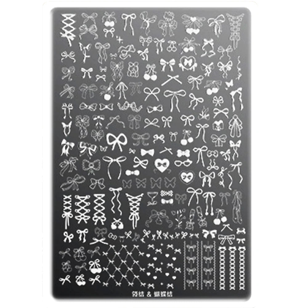 Bowknot Patterns Nail Stamping Plates 14.5*9.5cm Template Stencils Nail Art Stamper Kawaii Bow Image Plate Manicure Tools - 1