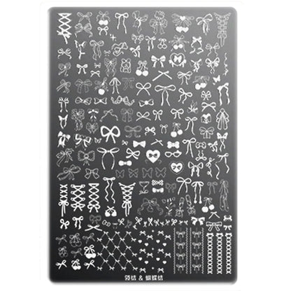 Bowknot Patterns Nail Stamping Plates 14.5*9.5cm Template Stencils Nail Art Stamper Kawaii Bow Image Plate Manicure Tools - 1