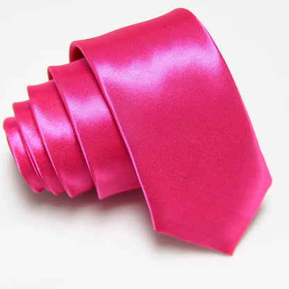 Fashion 5CM Skinny Slim Narrow Ties for man Solid Color Black Red Blue Patterns Necktie For mens Neck Tie Neckwear - Rose