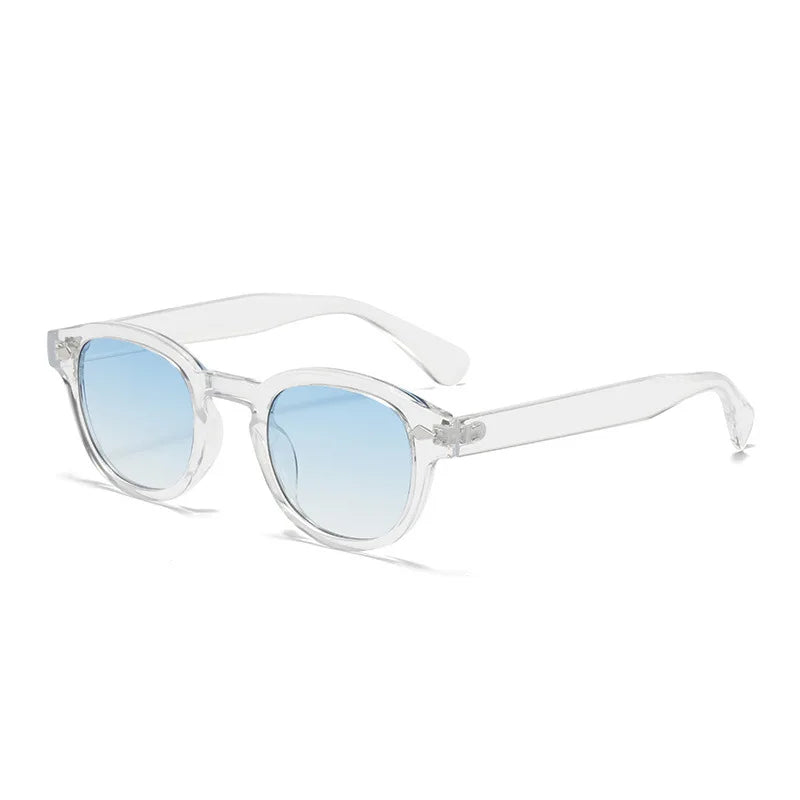 JNPCXI Vintage Round Sunglasses Women Men Retro Rivet Blue Gradient Female Sun Glasses UV400 - A9 Transparent Blue