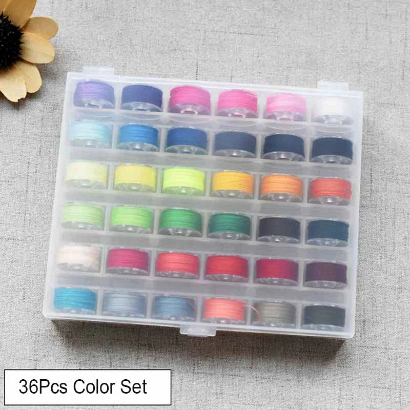 25/36 Colors Set Bobbin Thread Polyester Thread Spools Sewing Machine Bobbins With Storage Box For Embroidery Sewing Accessor
