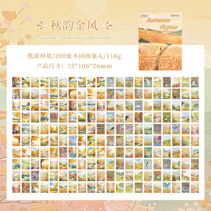 200 sheet Four Seasons Landscape material paper Decor Diary Album Scrapbooking material Background paper junk journal supplie
