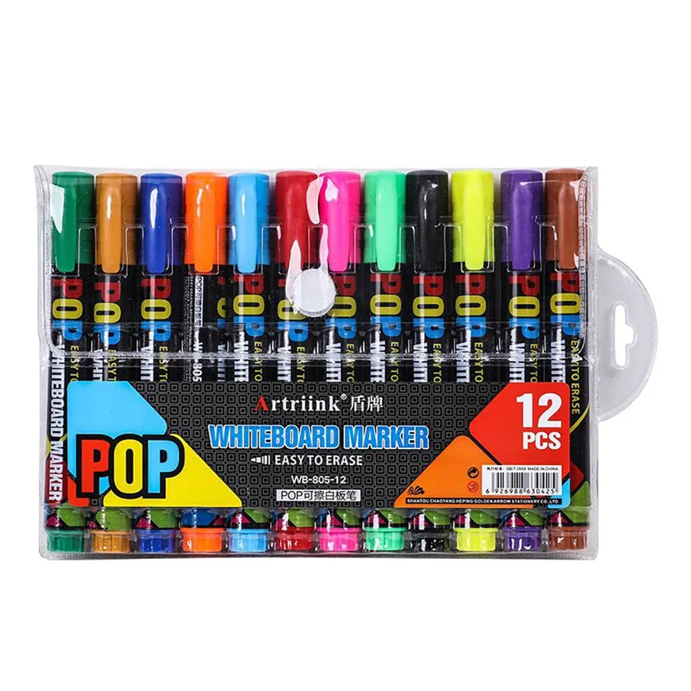 8/12 Colour POP Whiteboard Marker Set,Erasable, Refillable,Safety,Non-Toxic,High Capacity,Office,Conferencing,Educational Ite