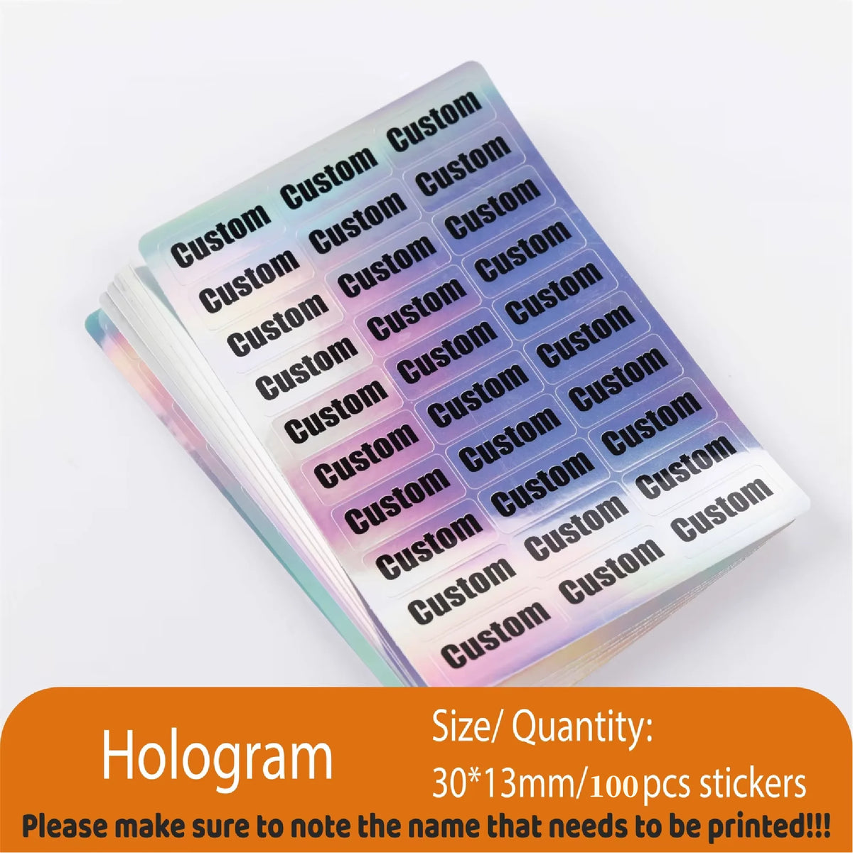 Custom Kawaii Name Tag Sticker Waterproof Stickers Decals Personalized Label for Children School Stationery Bottle - Hologram