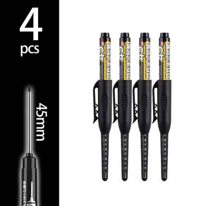 4-60Pcs 45mm Long Nib Head Carpenter Pen Deep Hole Marker Pens Black/Blue/Red/White for Measuring Woodworking Hand Tools - Bl
