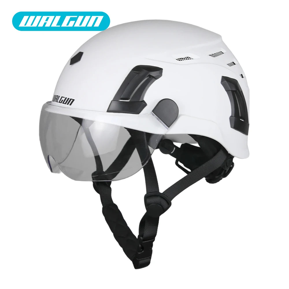 WALGUN K202 Construction Work Safety Helmet with Goggle Lens Visor Ear Protection Hat Electrician Work-at-height Climbing Hel