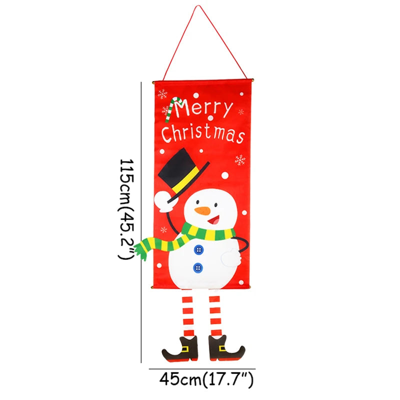 Merry Christmas Hanging Flag Porch Door Banner Santa Claus Snowman for Home Ornaments Door Decoration Supplies New Year Decor