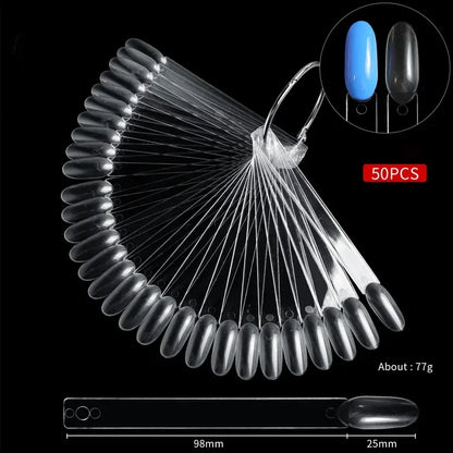 50 Tips Clear Nail Swatches Color Card Display Chart Gel Polish Template Nail Art Sample Stand Acrylic Palette for Nail Salon