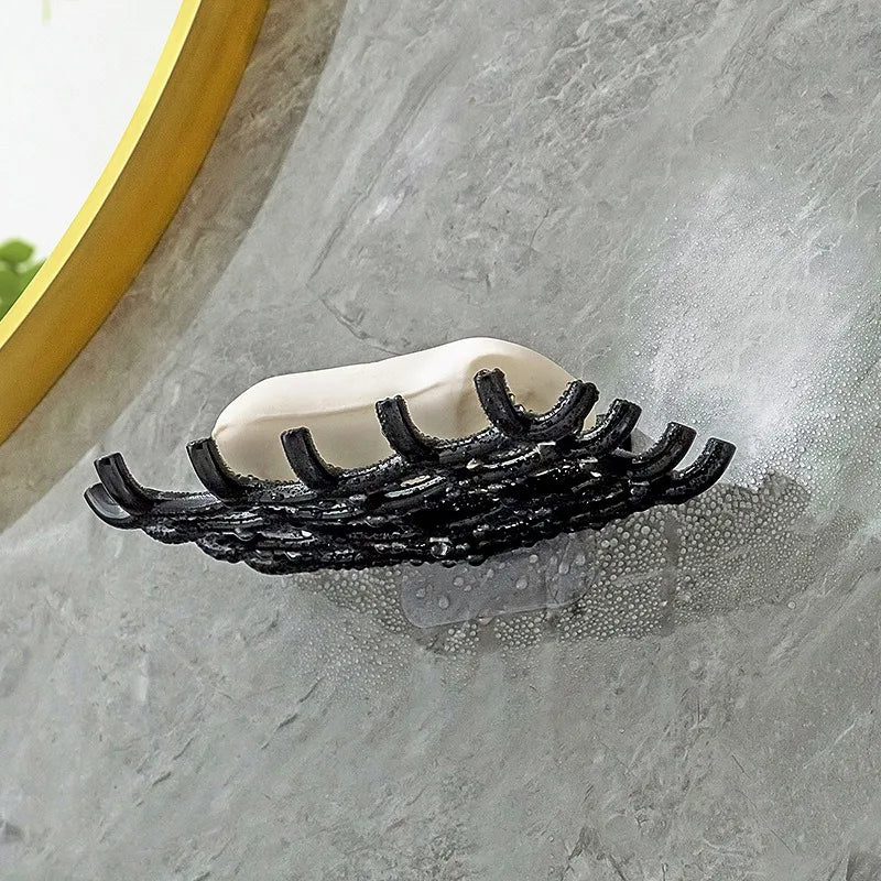 Soap Box Wall Mounted Drainage Shelf For Home Use No Punching High-end Bathroom New Soap Dish Rack Hooks For High-end Bathroo