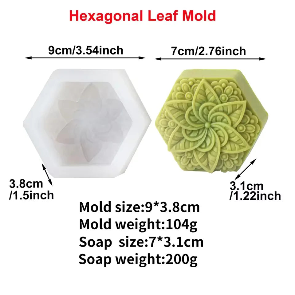 Vintage Embossed Flower Silicone Soap Mold Square Round Hexagon Mould Handmade Soap Candle Epoxy Resin Kit Soap Casting Suppl