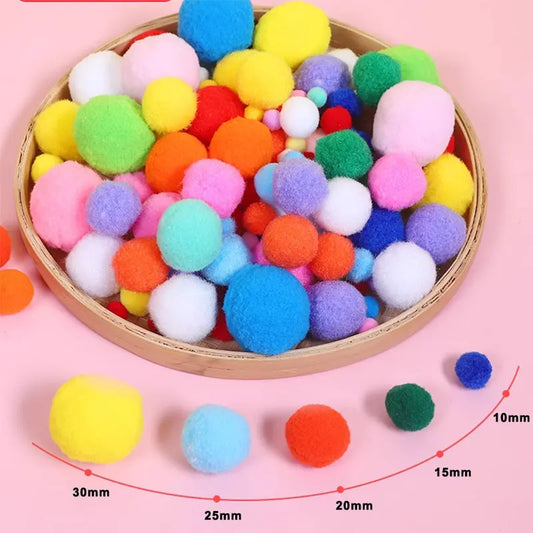 30-300Pcs Soft Pom Poms Fluffy Balls Pompon Mixed 40Colors Pompom Fur Ball for Kids DIY Craft Wedding Decor 8/10/15/20/25/30m