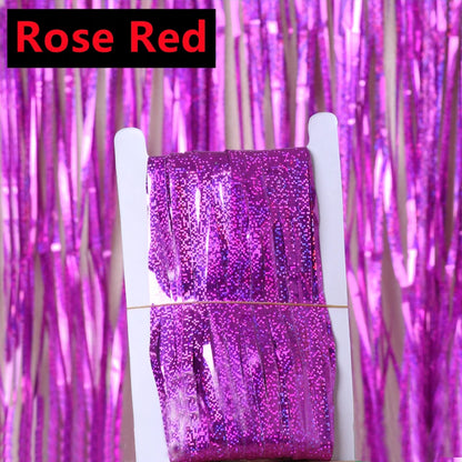 3/2/1Pack Party Backdrop Curtains Glitter Gold Tinsel Fringe Foil Curtain Birthday Wedding Decoration Adult Anniversary Decor