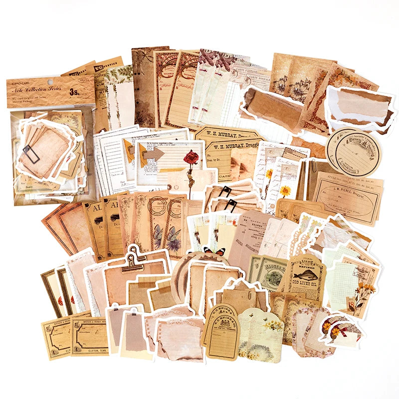 JIANQI 100pcs/pack Vintage Memo Paper Set DIY Scrapbooking School Supplies Decor Junk Journal Marking Stationery Notes Paper