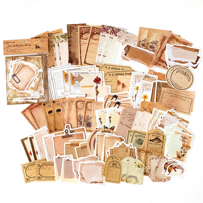 JIANQI 100pcs/pack Vintage Memo Paper Set DIY Scrapbooking School Supplies Decor Junk Journal Marking Stationery Notes Paper