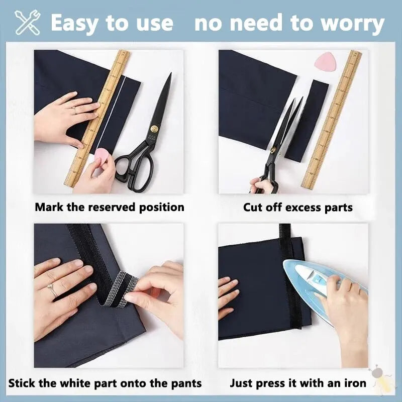 1-10M Self-Adhesive Pants Hem Paste Tape Trouser Edge Paste Iron-on Pant Shorten Repair Jean Hemming Tape For DIY Sewing Fabr