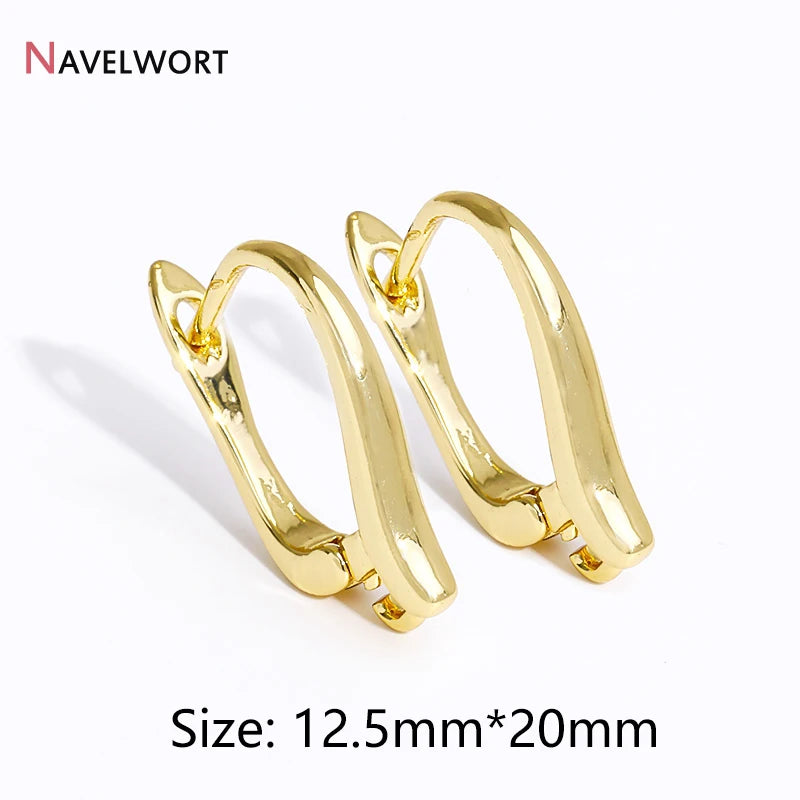 18K Gold Plated Brass Metal Earwires Basic Fasteners,Earring Fixtures,Inlaid Zircon Earring Hooks,Earring Making Supplies - 1