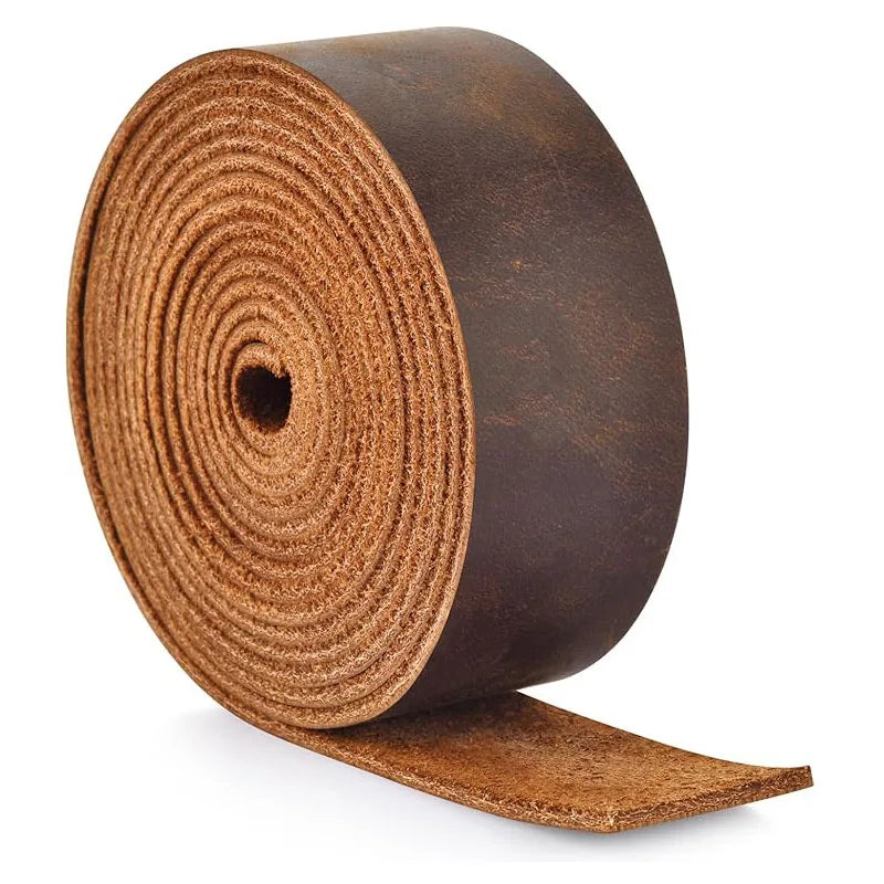 Genuine Leather, Top Grain, Vintage-style Cattlehide Leather Strip, Crazy Horse Leather, Handmade DIY, 1.8mm Thick, Oily Waxe