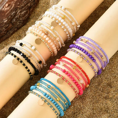 Y2K Ethnic Bohemian Beaded Bracelets Set for Women Beads Chains Stackable Wristband Girls Boho Hand Jewelry Accessoreis