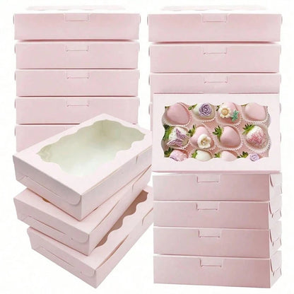 10/20Pcs Kraft Paper Cake Candy Boxes Rectangle Open Window Wedding Jewelry Chocolate Gift Packaging Boxes Baking Party Suppl