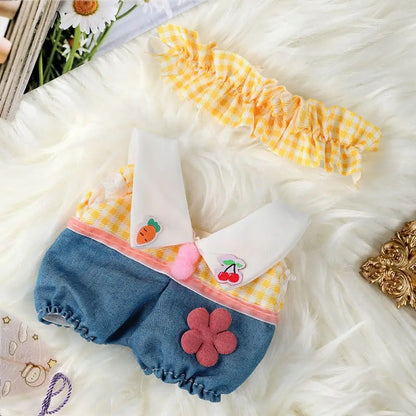 20cm Cotton Doll Clothes With Headwear Bow Headband Accessories Plush Dolls Dresses Skirt Decoration for EXO Idol Doll Access