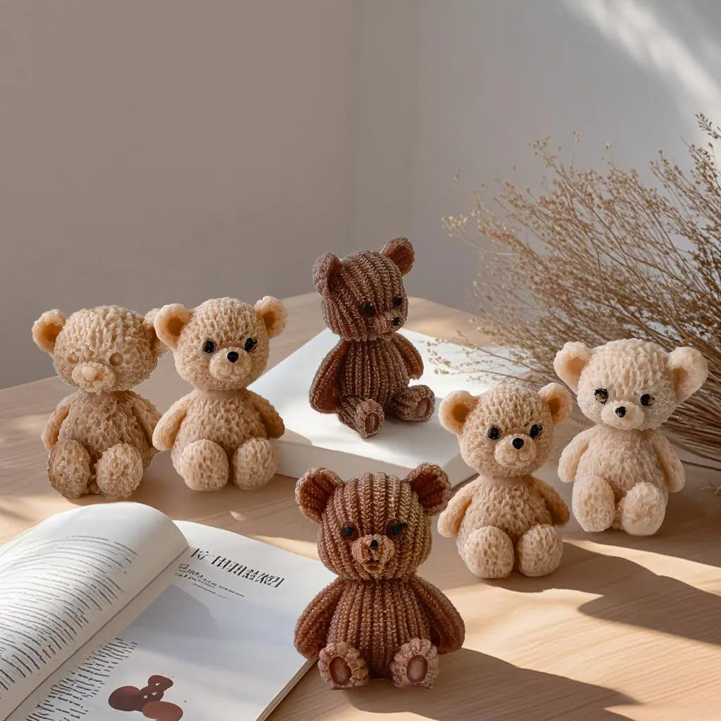 DIY Mini Bears Silicone Mold Aroma Candle Resin Ornament Mould Handmade Candy Chocolate Making Baking Molds