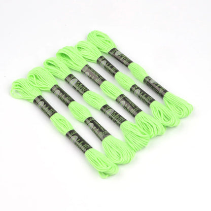 Glow in the Dark Sewing Embroidery Floss Thread 8m/piece 6pcs/set 6 Strands Thread for Cross Stitch