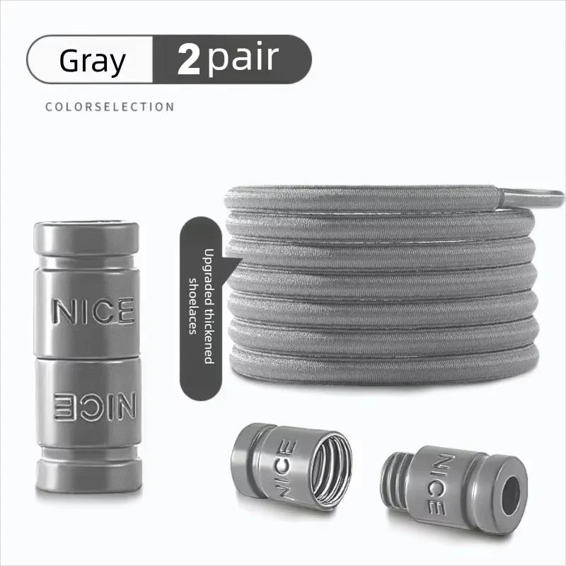 Colorful Metal Lock Sneakers Elastic Shoelaces No Tie Sports Shoe Laces Capsule Lock Stretch Rubber Shoestrings for Easy Wear