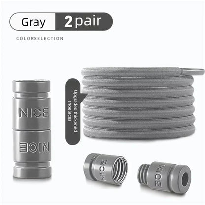 Colorful Metal Lock Sneakers Elastic Shoelaces No Tie Sports Shoe Laces Capsule Lock Stretch Rubber Shoestrings for Easy Wear