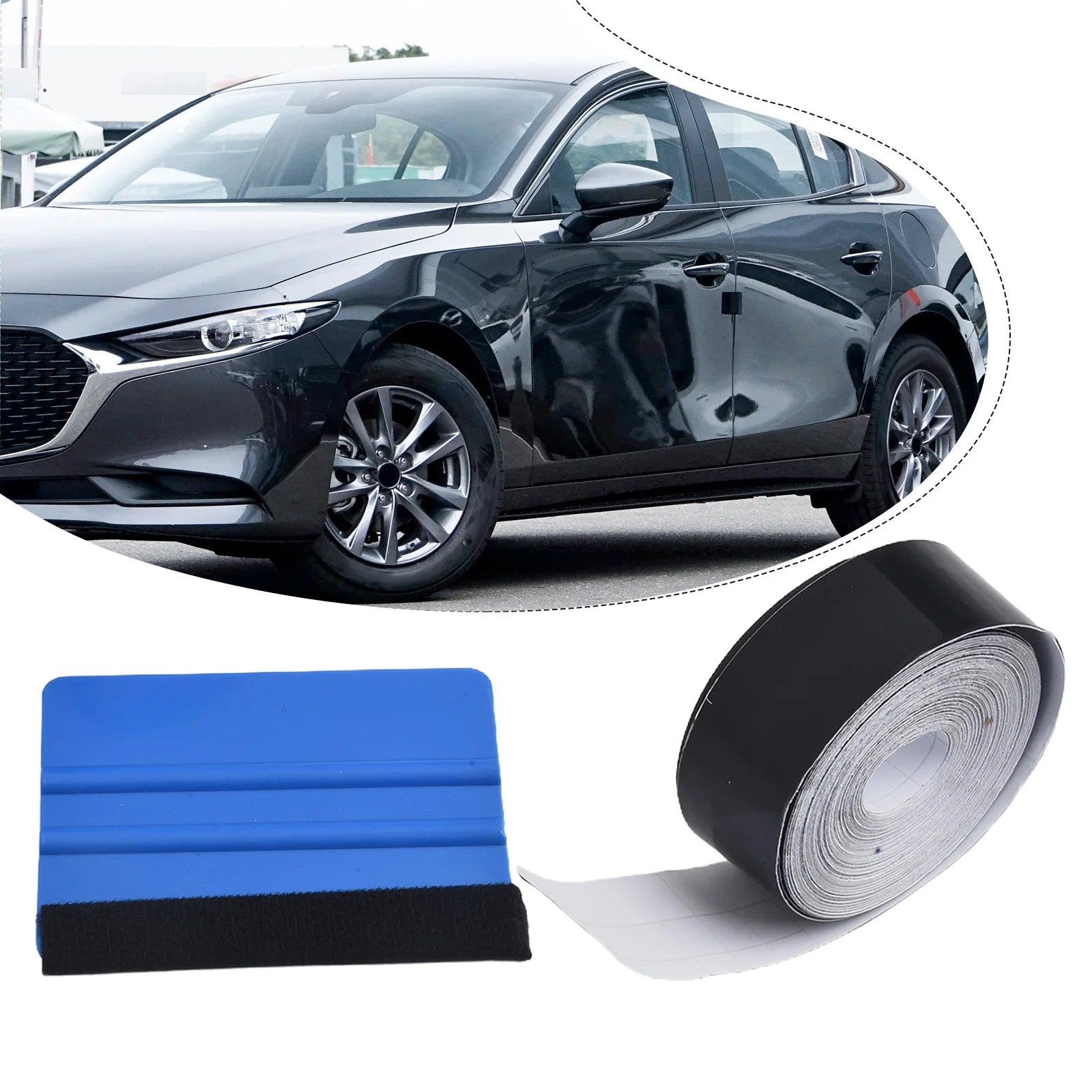 Car Vinyl Wrap Strip Tape Gloss Black Wrap Foil Kit Anti Scratch Window Door Protection Film 3/5cmX10M Car Accessories