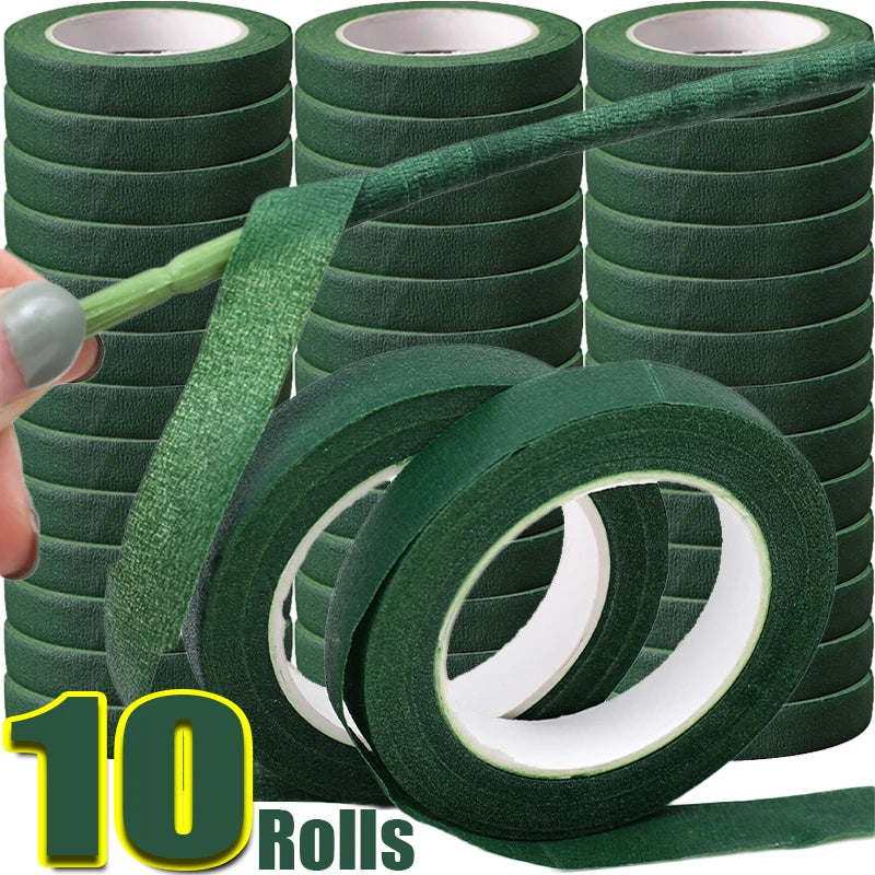 10/1Rolls Green Bouquet Floral Tapes Self-adhesive Stamen Wrapping Paper Tape DIY Flowers Decor for Florist Wedding Party Pro